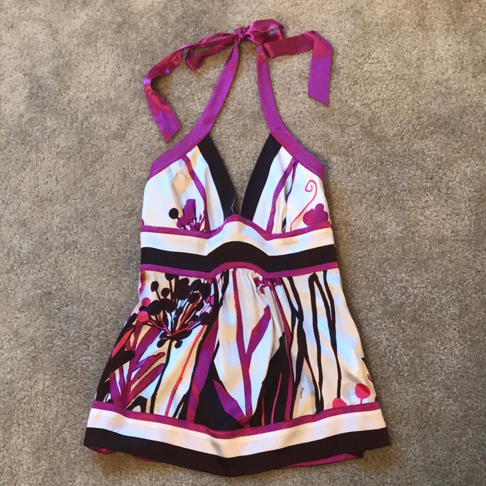 Bebe pink and white halter top